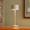 LED-bordlampe Veluna, beige, højde 25 cm, IP44, dæmpbar CCT