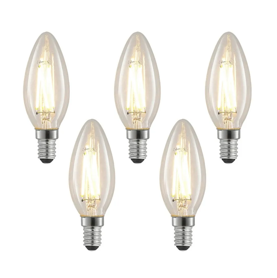 LED-filamentpære E14 4 W 827 kerte, dæmpes, 5 stk