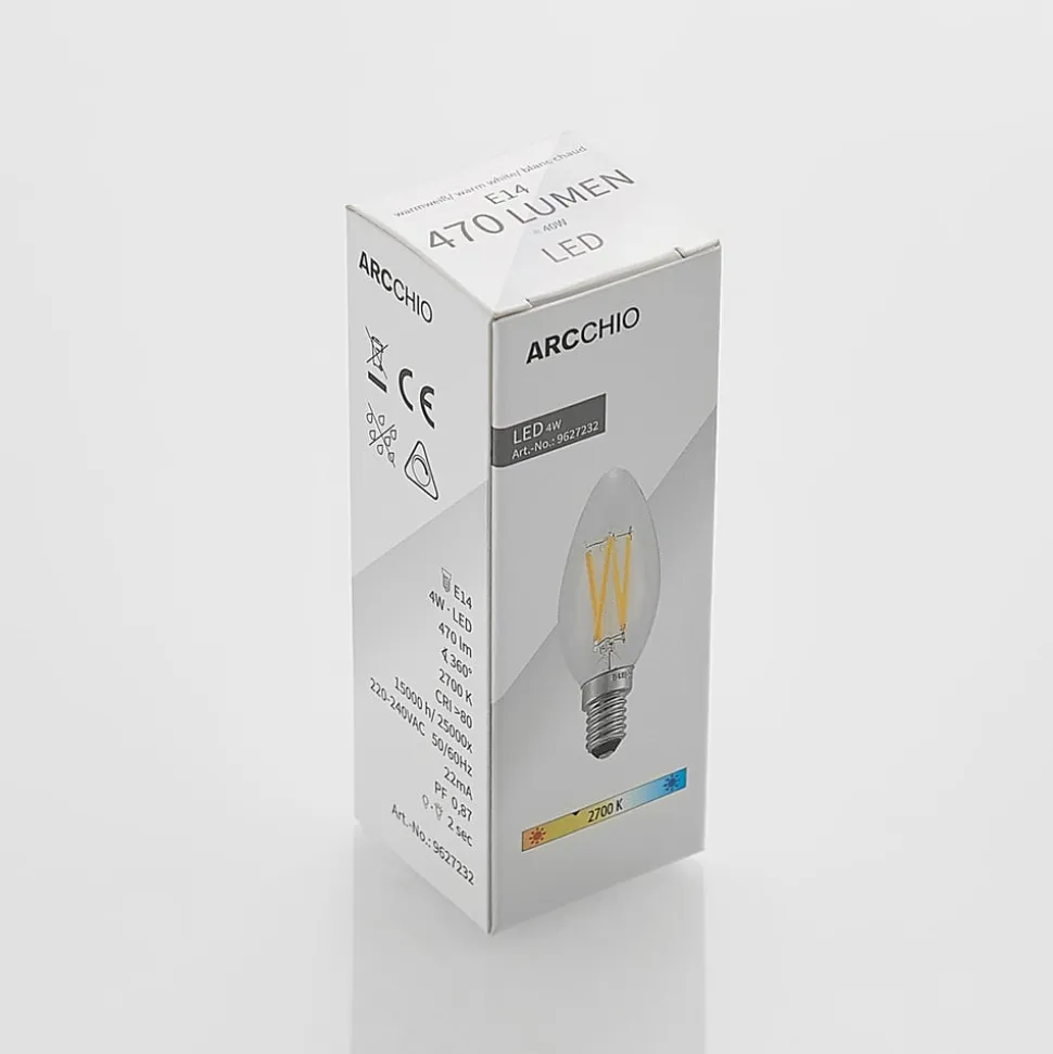 LED-filamentpære E14 4 W 827 kerte, dæmpes, 5 stk