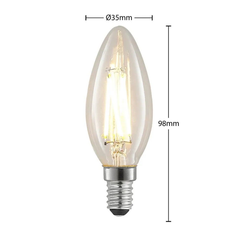 LED-filamentpære E14 4 W 827 kerte, dæmpes, 3 stk