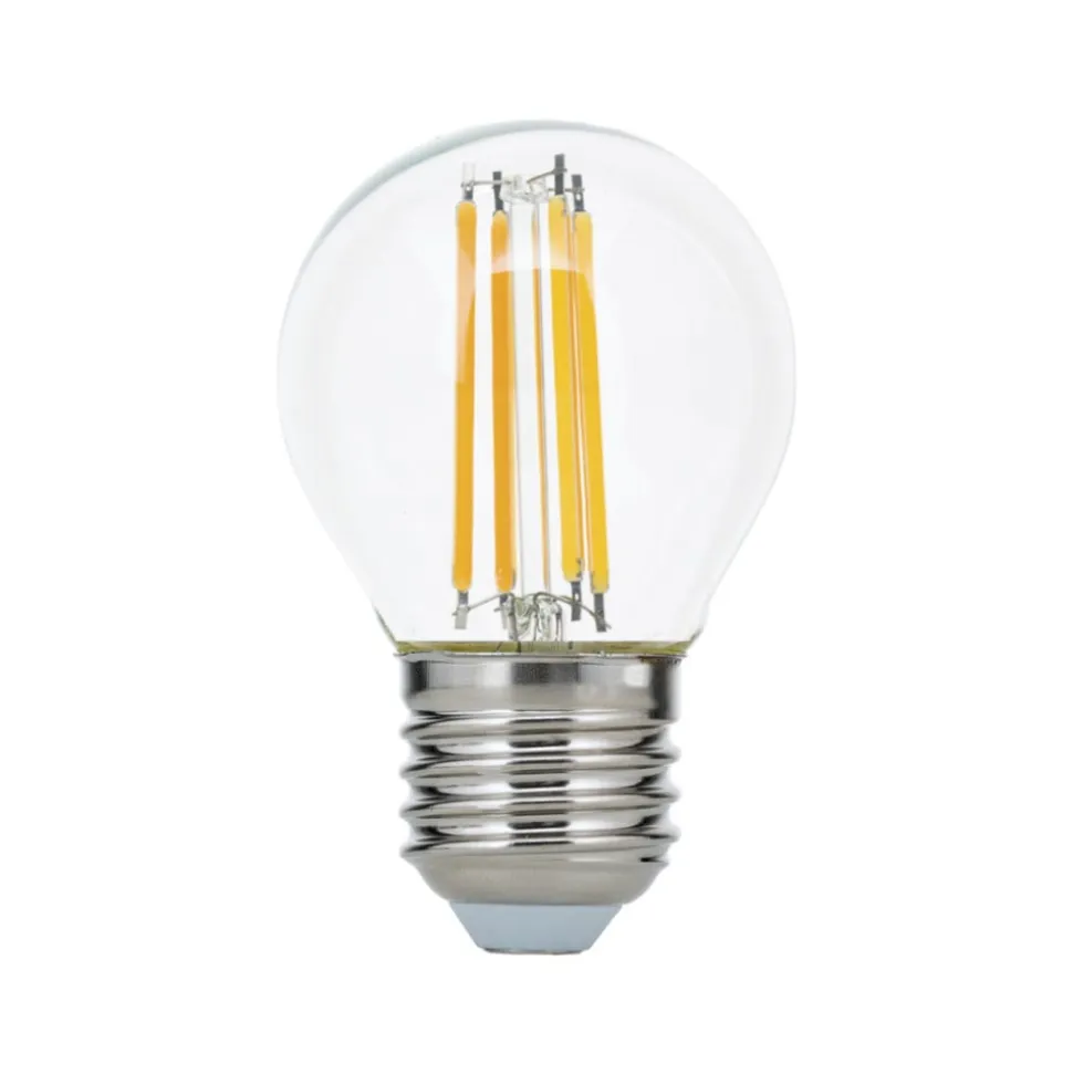 LED-filamentpære E27 G45 klar 6W 827 720lm dæmpbar