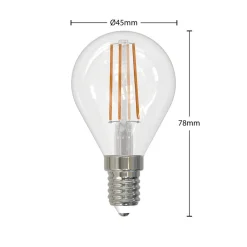 LED-filamentpære E14 4W 2.700 K dråbe dæmpes 2 stk