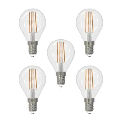 LED-filamentpære E14 4W 2.700 K dråbe dæmpes 5 stk