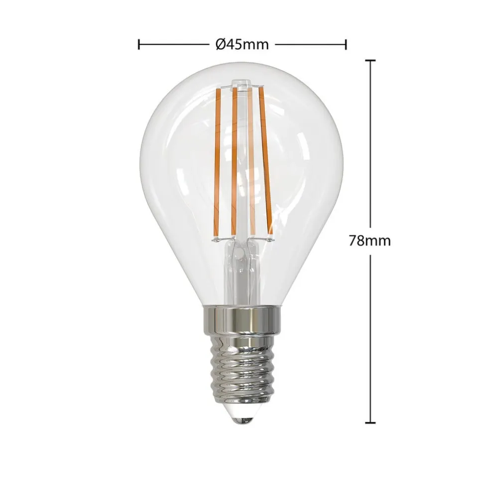 LED-filamentpære E14 4W 2.700 K dråbe dæmpes 5 stk