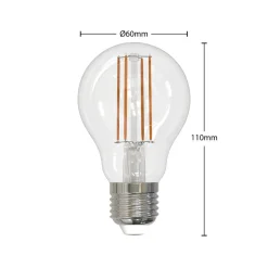 LED-filamentpære E27 6W klar 2.700K dæmpbar sæt med 3 stk