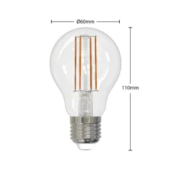 LED-filamentpære E27 6W klar 2.700K dæmpbar sæt med 2 stk