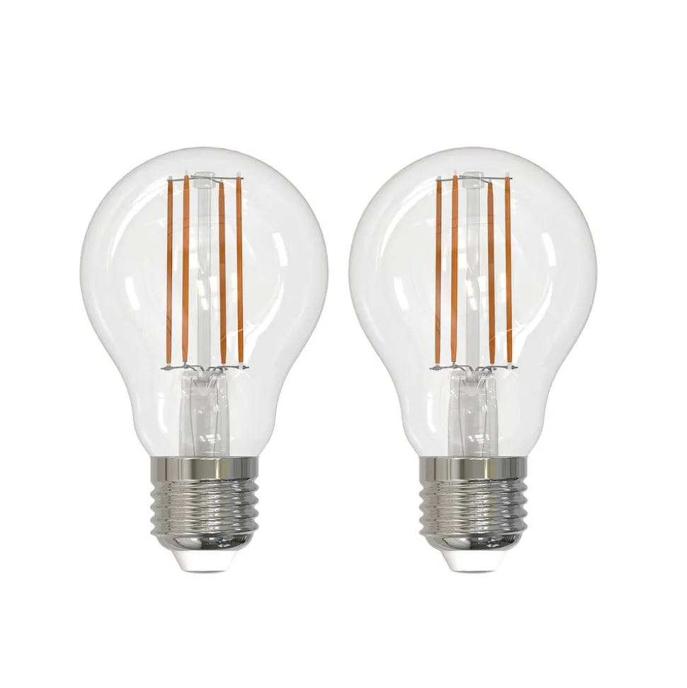 LED-filamentpære E27 8W klar 2.700K dæmpbar sæt med 2 stk