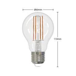 LED-filamentpære E27 8W klar 2.700K dæmpbar sæt med 2 stk
