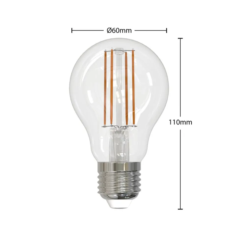 LED-filamentpære E27 8W klar 2.700K dæmpbar sæt med 2 stk