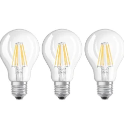 LED-filamentpære E27 7W, varmhvid, 3-pak