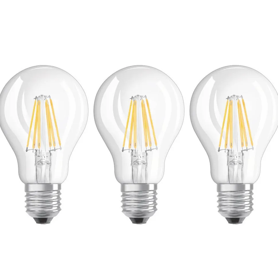 LED-filamentpære E27 7W, varmhvid, 3-pak