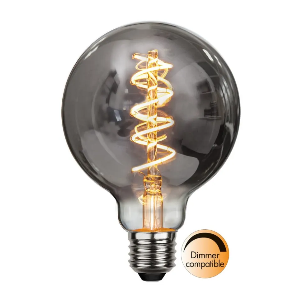 LED-filamentpære Spiral Filament, G95, E27, 2 W grå dæmpbar