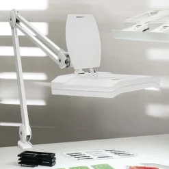 LED-forstørrelseslys MAULvitrum, hvid, klemme, metal