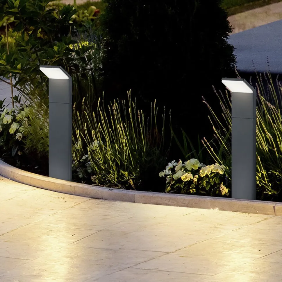 LED-gadelampe PEARL, højde 50 cm, antracit, metal, IP54