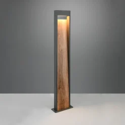 LED-gadelampe SALMON, trælook, højde 100 cm metal, IP44