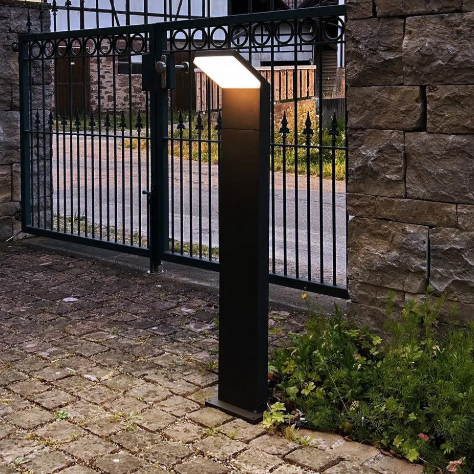 LED-gadelampe Tucanae, grå, højde 100 cm, IP65, metal
