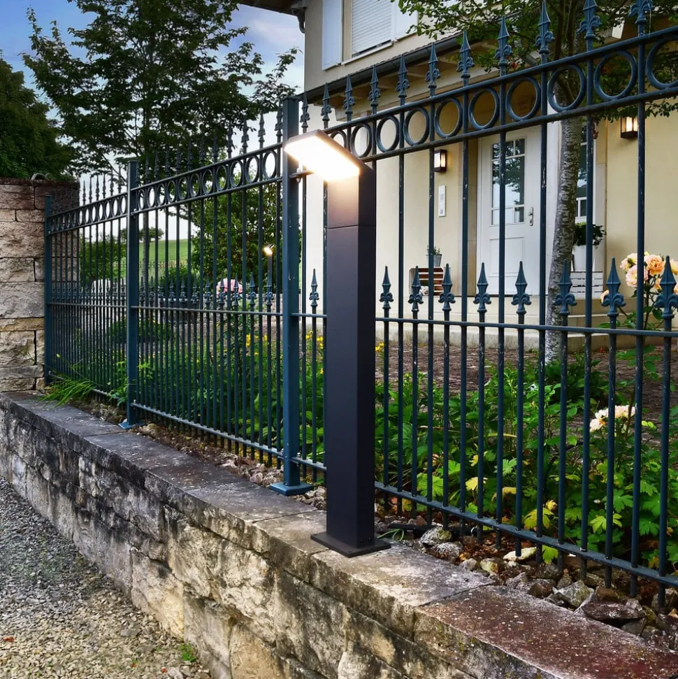 LED-gadelampe Tucanae, grå, højde 100 cm, IP65, metal