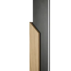LED-gulvlampe Arcus, sort/brun, højde 126 cm, metal/træ