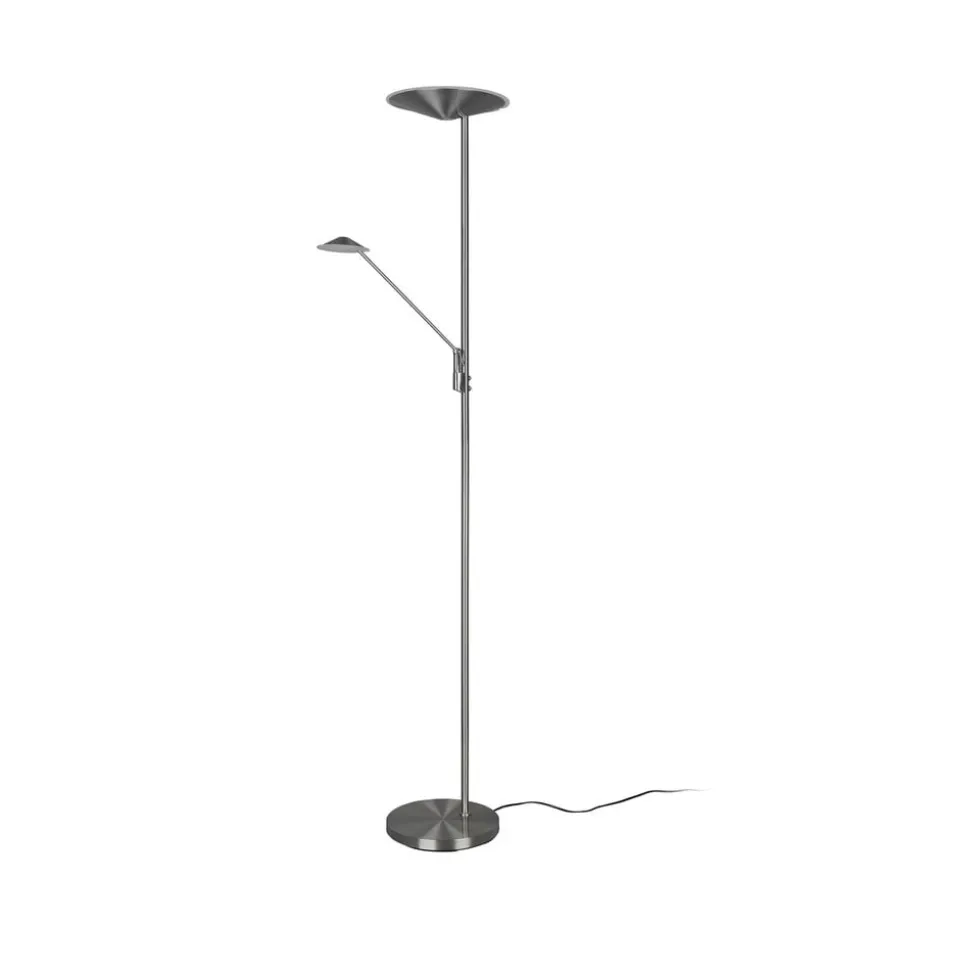 LED-gulvlampe Brantford, læselampe nikkel mat
