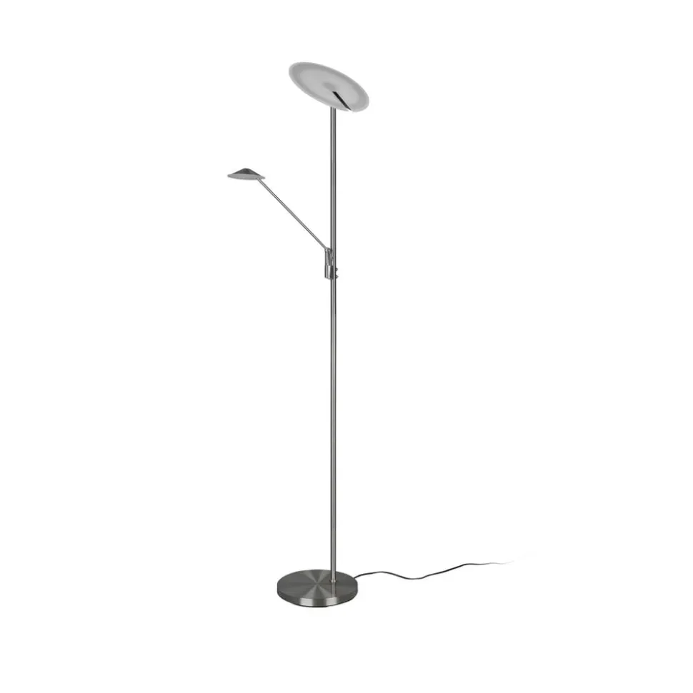 LED-gulvlampe Brantford, læselampe nikkel mat