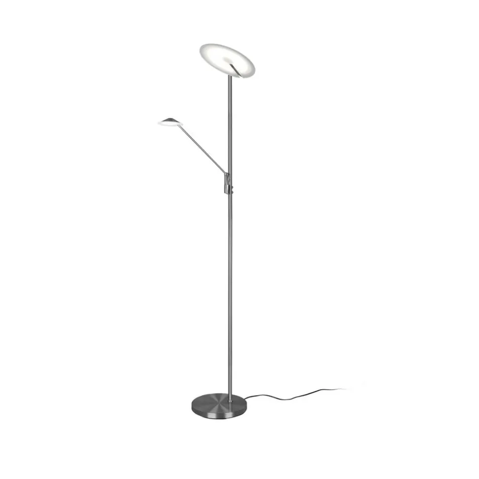 LED-gulvlampe Brantford, læselampe nikkel mat