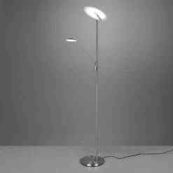 LED-gulvlampe Brantford, læselampe nikkel mat