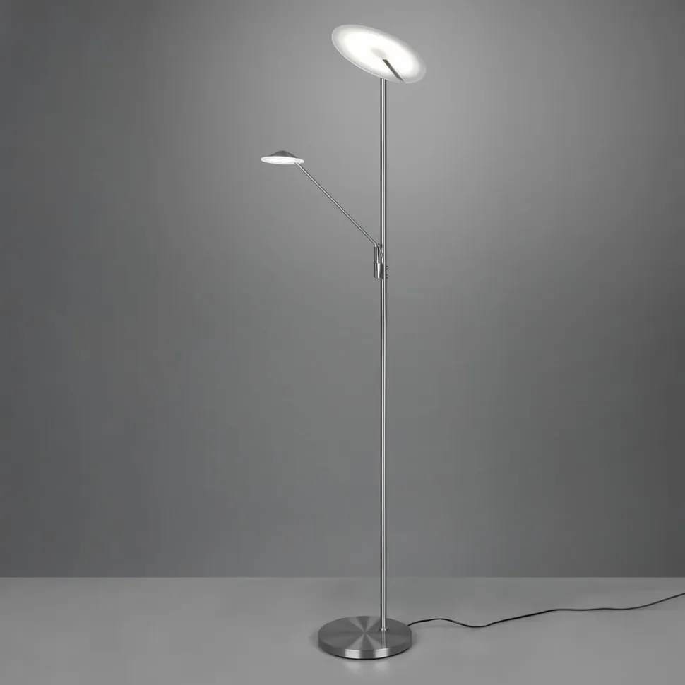 LED-gulvlampe Brantford, læselampe nikkel mat