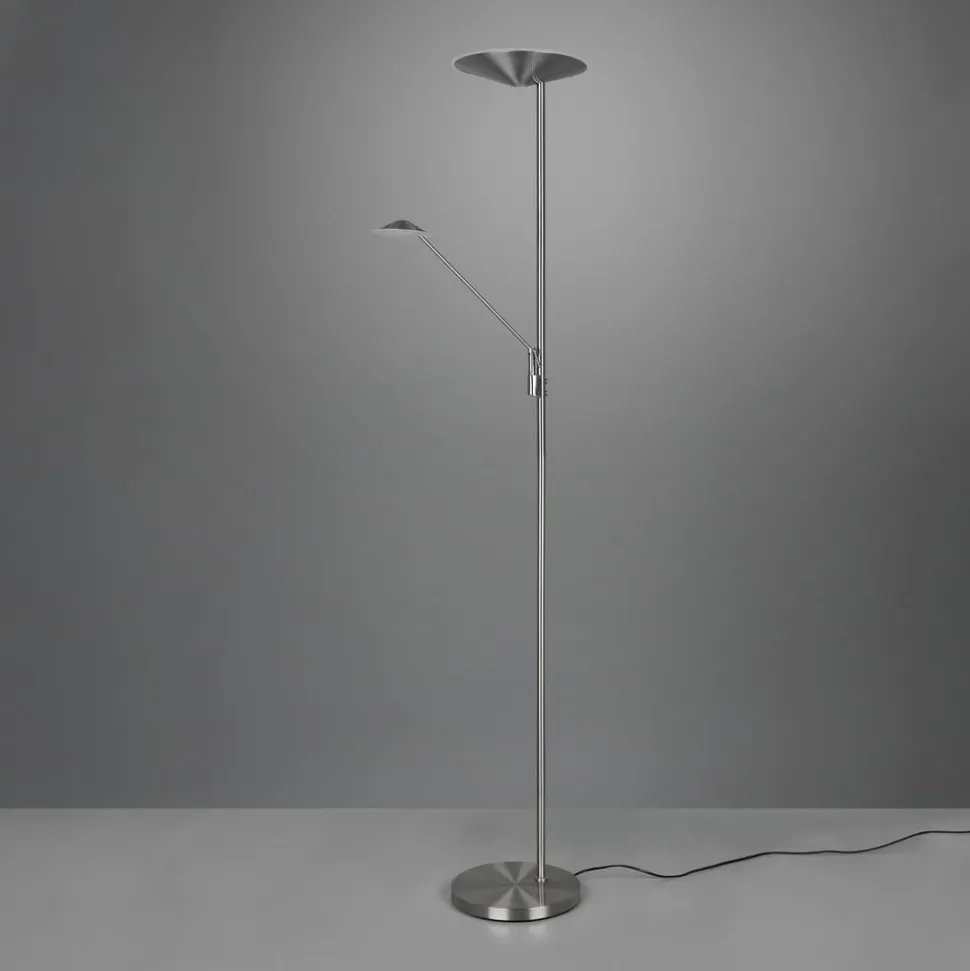 LED-gulvlampe Brantford, læselampe nikkel mat