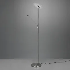 LED-gulvlampe Brantford, læselampe nikkel mat