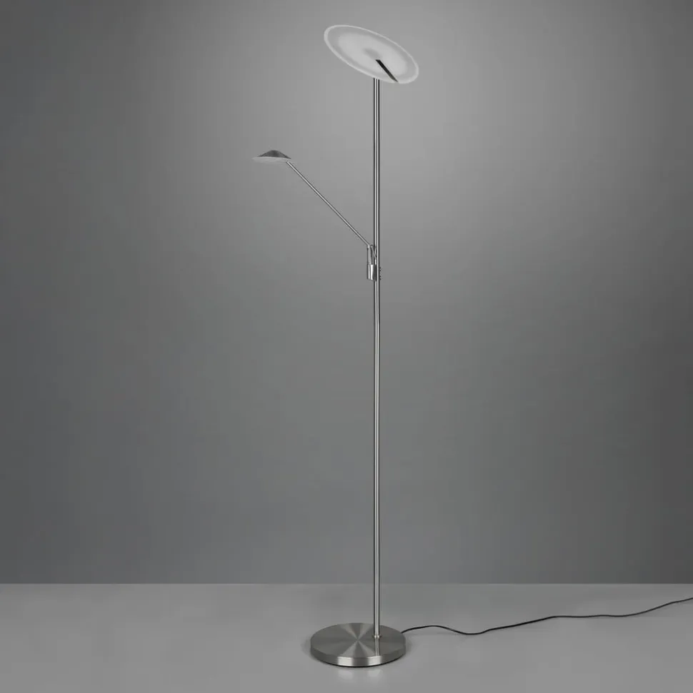 LED-gulvlampe Brantford, læselampe nikkel mat