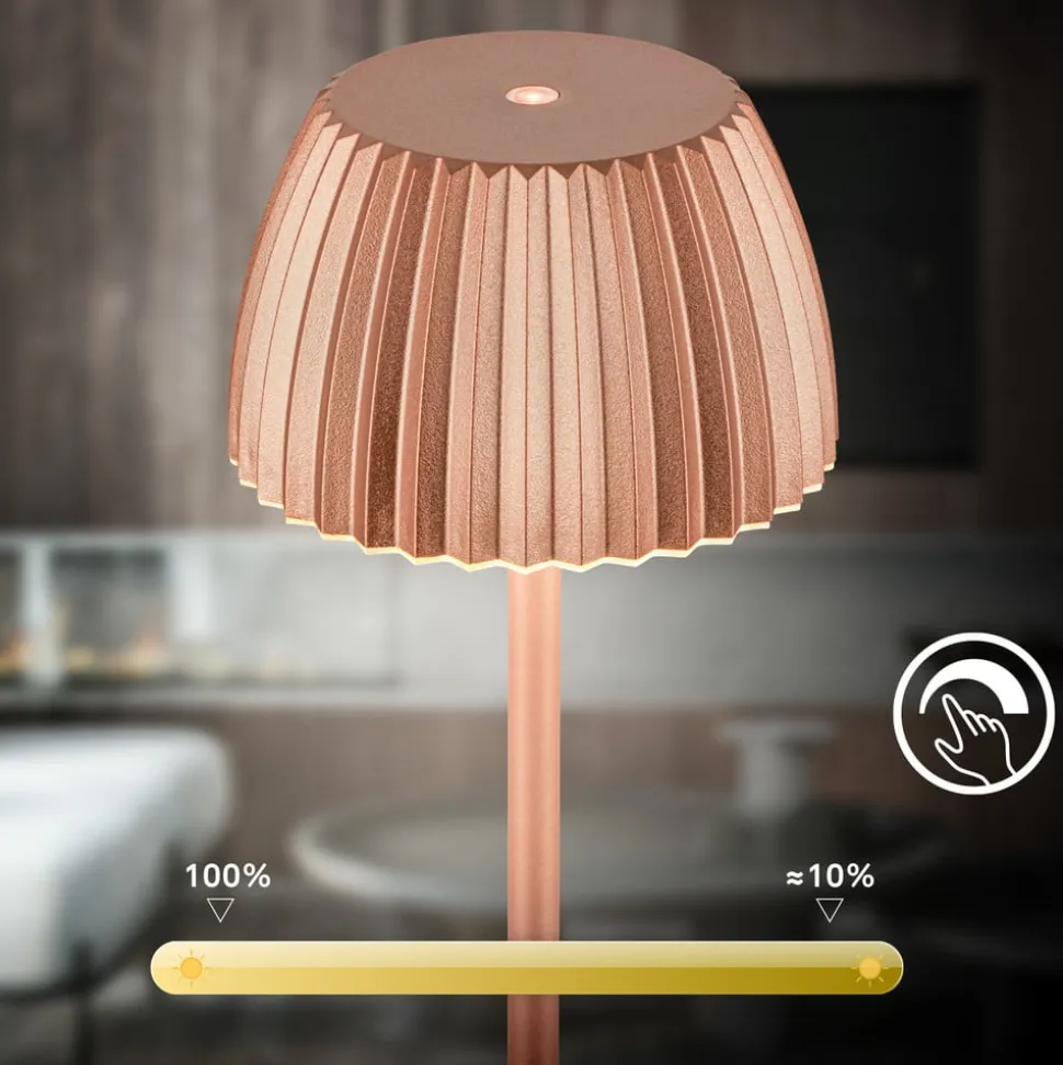LED-gulvlampe Brilo unplugged Riffle, kobberfarvet