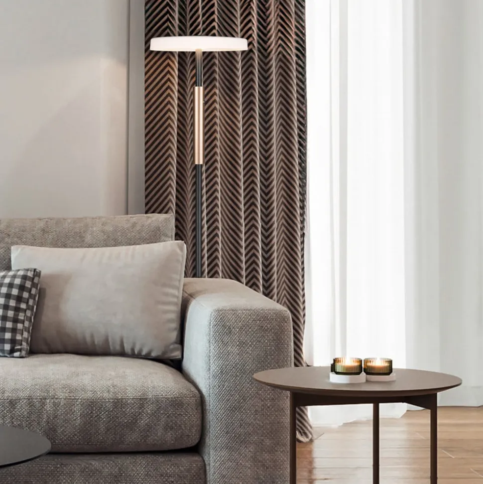 LED-gulvlampe Celeste hvid/brun 160 cm glas/metal Touchdim