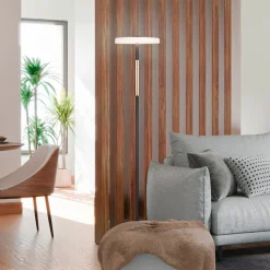 LED-gulvlampe Celeste hvid/brun 160 cm glas/metal Touchdim