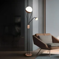 LED-gulvlampe Chris, kaffe, metal, læselampe, dæmper