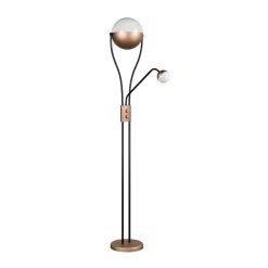 LED-gulvlampe Chris, kaffe, metal, læselampe, dæmper