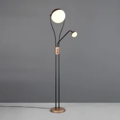 LED-gulvlampe Chris, kaffe, metal, læselampe, dæmper