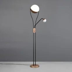 LED-gulvlampe Chris, kaffe, metal, læselampe, dæmper