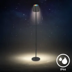 LED-gulvlampe Coloris, sort, RGB, dæmper, IP44, USB