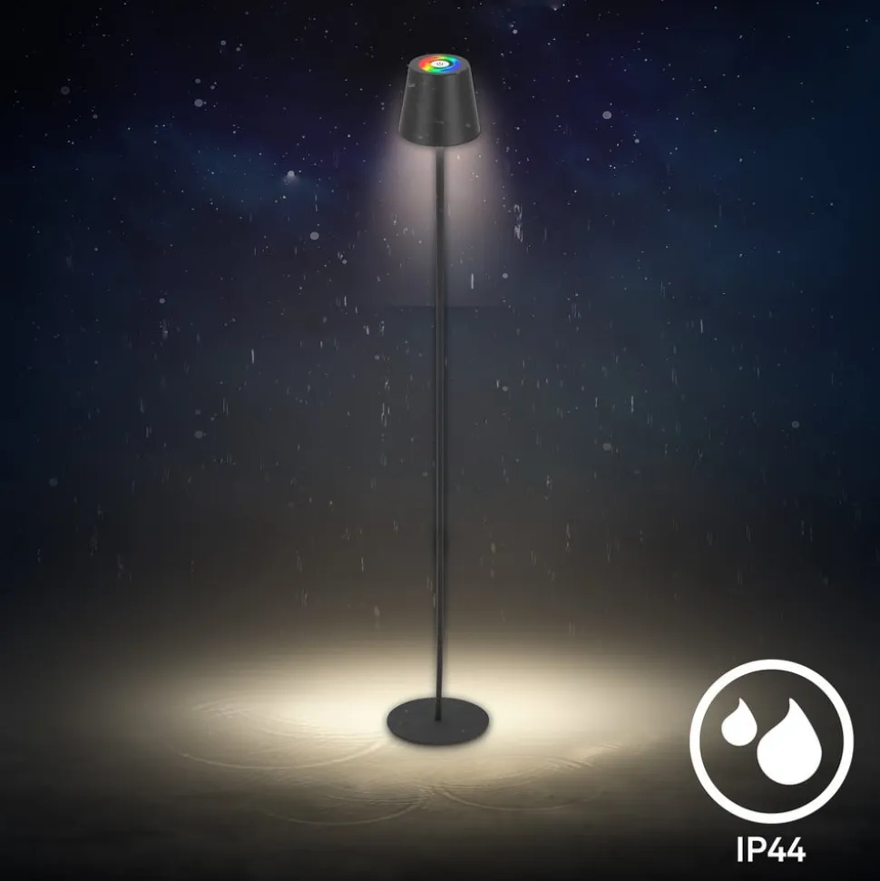 LED-gulvlampe Coloris, sort, RGB, dæmper, IP44, USB