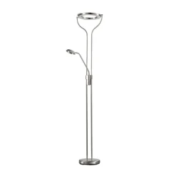 LED-gulvlampe Davos, nikkelfarvet, højde 180 cm, 2 lyskilder, CCT