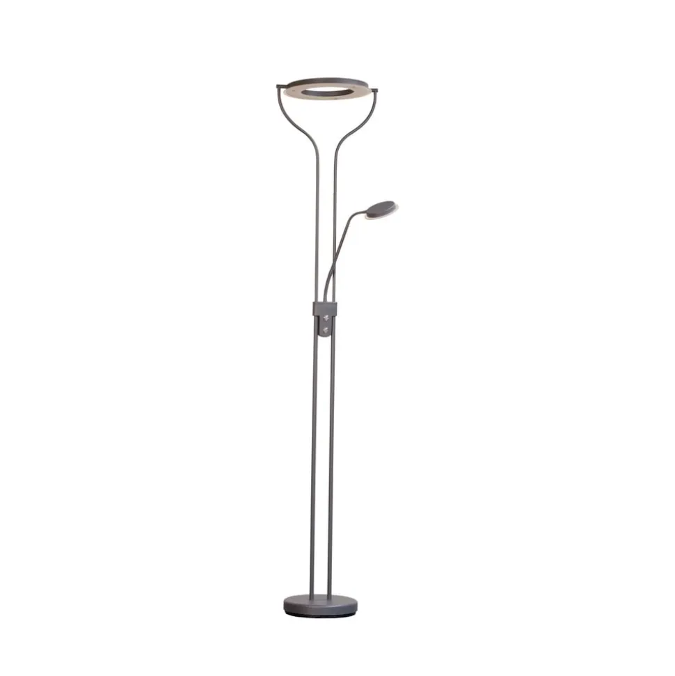 LED-gulvlampe Davos, sandgrå, højde 180 cm, 2 lyskilder, CCT