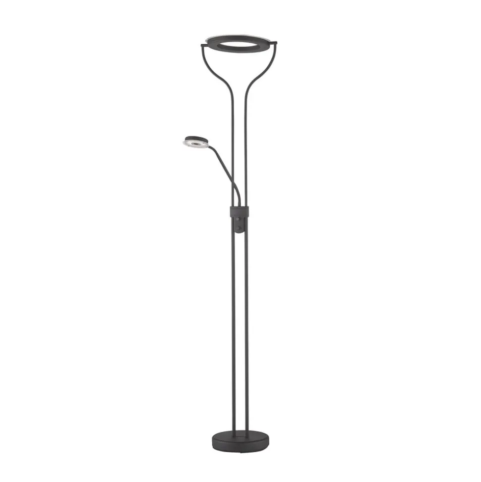 LED-gulvlampe Davos, sort, højde 180 cm, 2 lyskilder, CCT