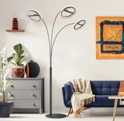 LED-gulvlampe Della, højde 190 cm, sort/mørkegrå, 3 lyskilder.