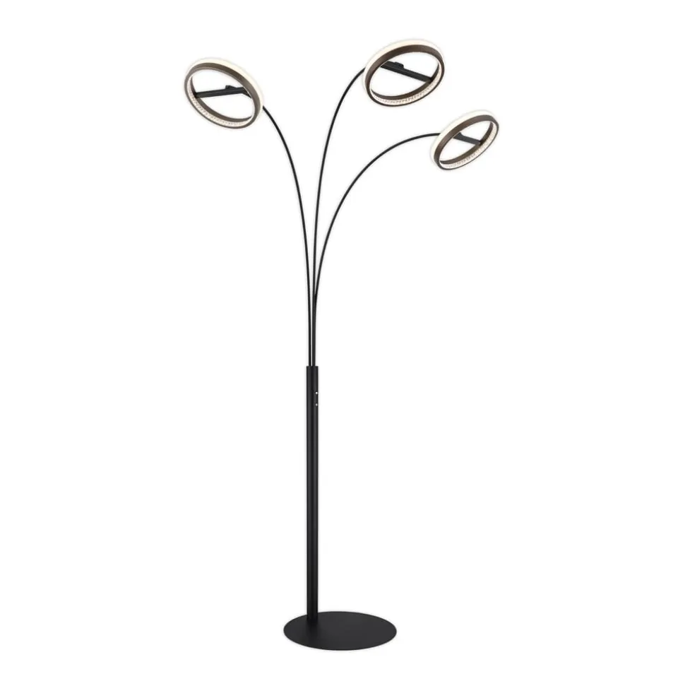 LED-gulvlampe Della, højde 190 cm, sort/mørkegrå, 3 lyskilder.