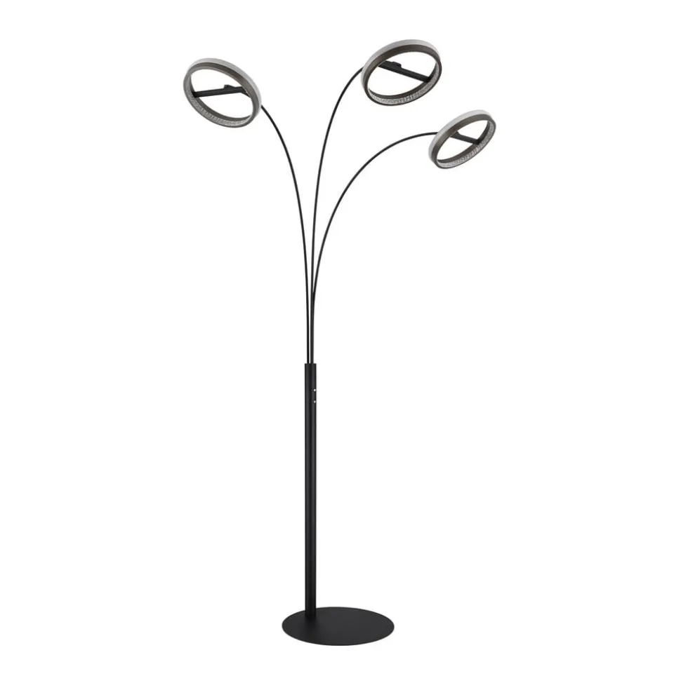 LED-gulvlampe Della, højde 190 cm, sort/mørkegrå, 3 lyskilder.