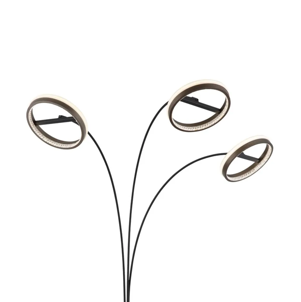 LED-gulvlampe Della, højde 190 cm, sort/mørkegrå, 3 lyskilder.