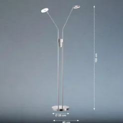 LED-gulvlampe Dent, CCT, to lys, nikkel
