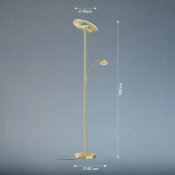 LED-gulvlampe Dent, messingfarvet, 180 cm, CCT, 2 lyskilder