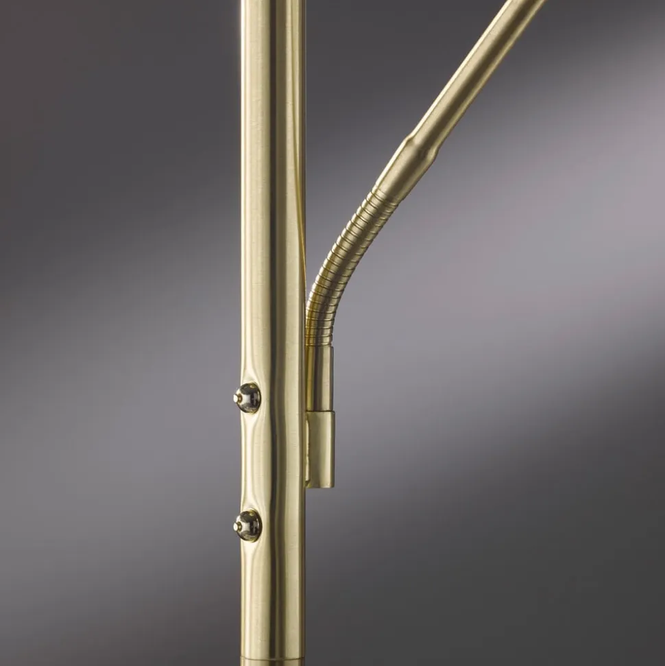 LED-gulvlampe Dent, messingfarvet, 180 cm, CCT, 2 lyskilder