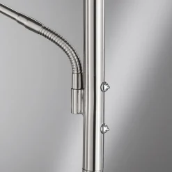 LED-gulvlampe Dent, nikkelfarvet, 180 cm, CCT, 2 lyskilder